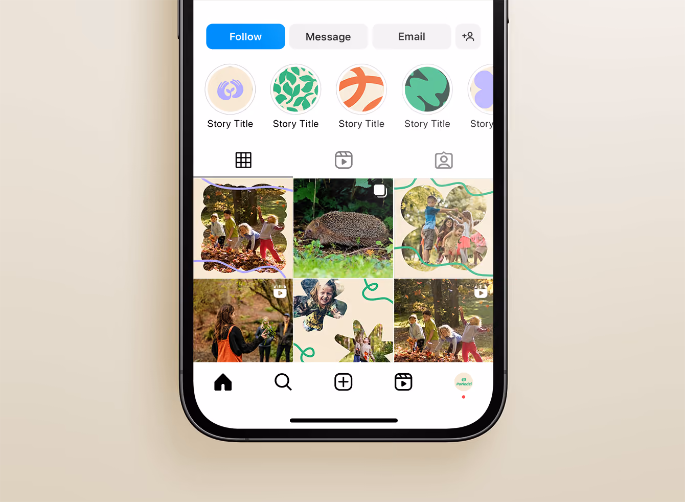 PoMedzi Instagram profile grid post mockup